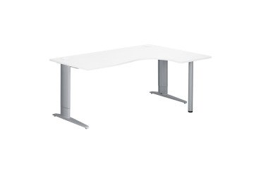 Compact desk Excellens, Metal Plus model, with fixed or adjustable L-shaped base at assembly.