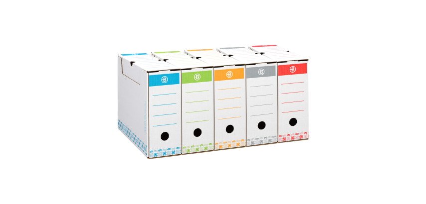 Pack von 10 Archivboxen + 60 Archiv-Schachteln Bruneau 10 cm aus farbig sortierter Wellpappe