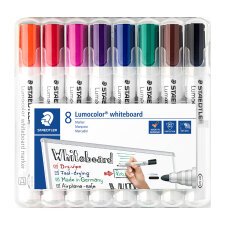 Marqueur effaçable rechargeable Staedtler Lumocolor pointe ogive 2 mm - Pochette de 8