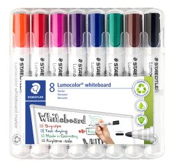 Marqueur effaçable rechargeable Staedtler Lumocolor 351 pointe ogive 2 mm - Pochette de 8