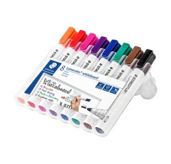 Rotulador de pizarra blanca borrable Staedtler Lumocolor Colors Punta de 2 mm - Pack de 8