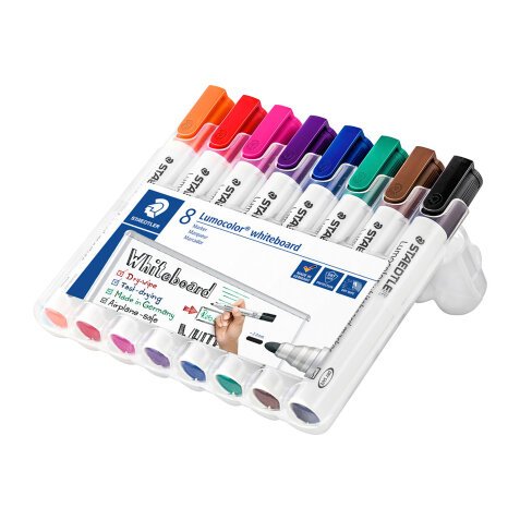 Marqueur effaçable rechargeable Staedtler Lumocolor pointe ogive 2 mm - Pochette de 8