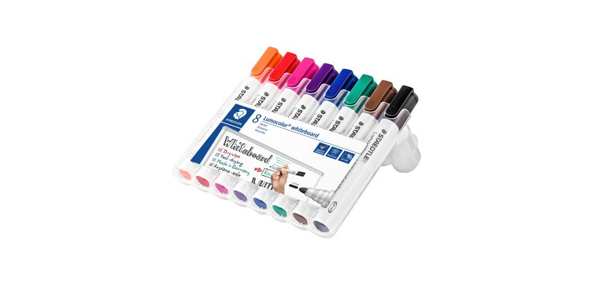 Marqueur effaçable rechargeable Staedtler Lumocolor 351 pointe ogive 2 mm - Pochette de 8