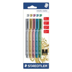 Marker Staedtler Metallic fijne kegelpunt 2,7 mm geassorteerde kleuren - Pak van 5