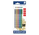 Marqueur Staedtler Metallic pointe ogive fine 2,7 mm couleurs assorties - Pochette de 5