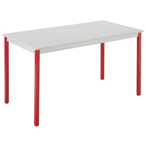 Mesa rectangular Gris claro 120 x 60 cm multiforma Budget patas rojas