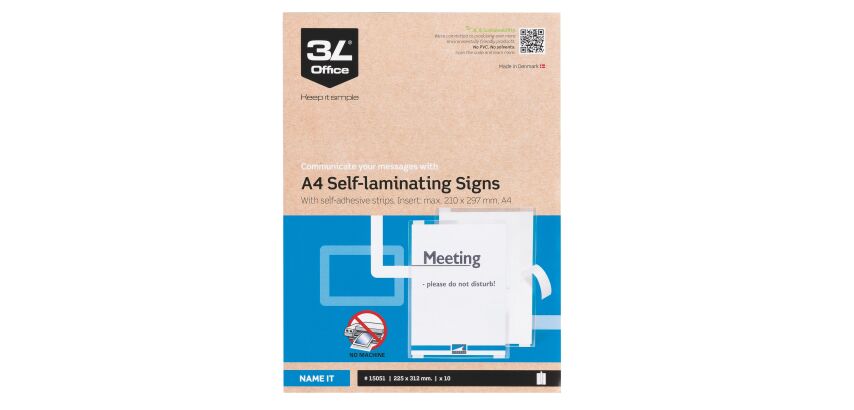 Adhesive Back Laminating Pouches 3L A4 - 2 x 300 µ - Glossy - Box of 10