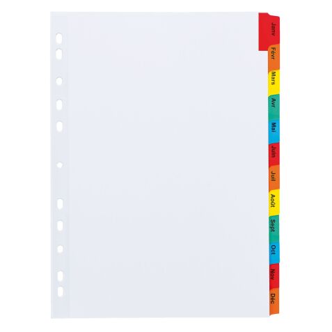 Jeu de 12 intercalaires mensuels bristol blanches - Maxiburo