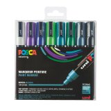 Marqueur Posca PC5M couleurs froides assorties pointe conique 1,8 à 2,5 mm - Etui de 8