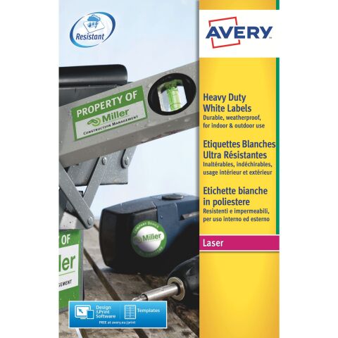 Etiquetas ultrarresistentes láser 45,7 x 21,2 mm Avery L4778-20 blancos - Paquete de 960