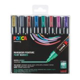 Marqueur Posca PC5M couleurs métallisées assorties pointe conique 1,8 à 2,5 mm - Etui de 8