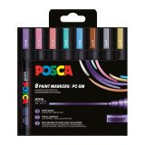 Marqueur Posca PC5M couleurs métallisées assorties pointe conique 1,8 à 2,5 mm - Etui de 8