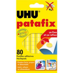 Pâte adhésive Uhu Patafix Original jaune repositionnable - Etui de 80 pastilles