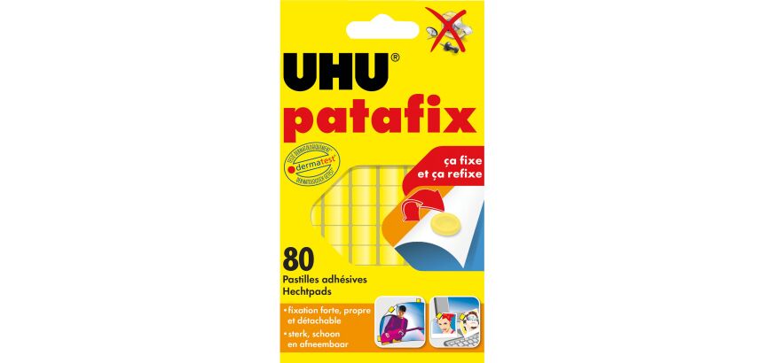 Patafix Original UHU adhésif jaune repositionnable - étui de 80