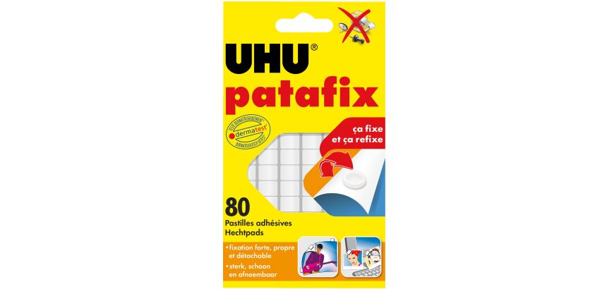Patafix Original UHU adhésif blanc repositionnable - étui de 80