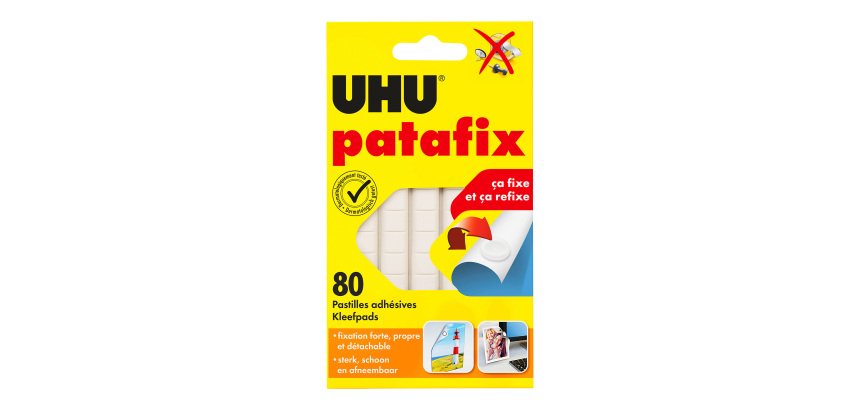 Pâte adhésive Uhu Patafix Original blanche repositionnable - Etui de 80 pastilles