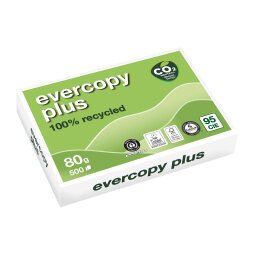 Recyclingpapier A4 weiß 80 g Evercopy - Riemen von 500 Blatt
