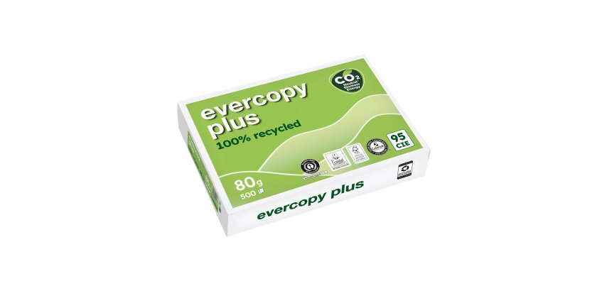 Recyceltes A4 weißes Papier 80 g Evercopy Plus - Paket mit 500 Blatt