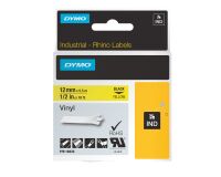 Cinta de vinilo Dymo Rhino negro sobre amarillo 12 mm 18432
