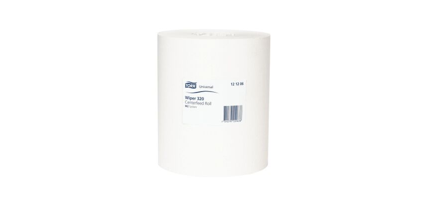 Bobine d'essuyage à dévidage central Tork Wiper 320 blanche - carton de 6