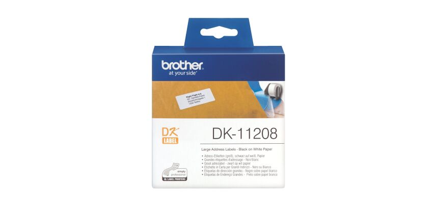Adressetikette Papier 38 x 90 mm Brother DK11208 weiß - Rolle von 400