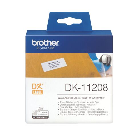 Etiqueta de dirección de papel 38 x 90 mm Brother DK11208 blanca - Rollo de 400