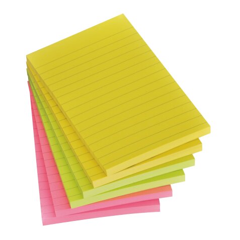 Notes repositionnables couleurs Néon lignées Post-it - bloc de 100 feuilles