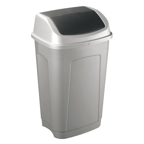 Papelera rectangular basculante Swing 50L gris
