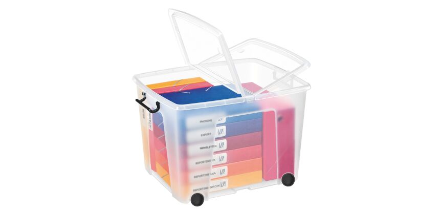 Boîte de rangement plastique Strata 75 litres avec roues - dim : H 41,5 x L 48,5  cm