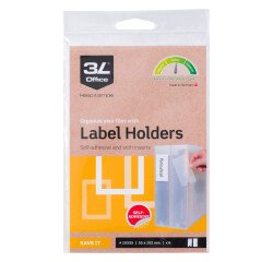 Porta etiquetas adhesivo 3L 55 x 102 mm transparente paquete de 6