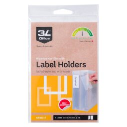 Porta etiquetas adhesivo 3L 55 x 102 mm transparente paquete de 6