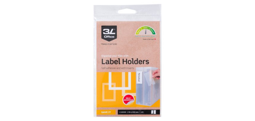 Porta etiquetas adhesivo 3L 55 x 102 mm transparente paquete de 6