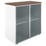 Bibliothèque basse vitrée Maestro noyer