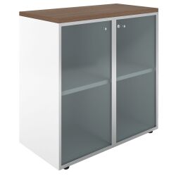 Bibliothèque basse vitrée Maestro noyer