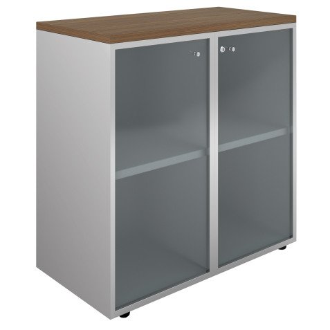 Bücherschrank mit Glastüren Vérone Darwin H 86 cm Nußbaum