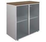 Bibliothèque basse vitrée Maestro noyer