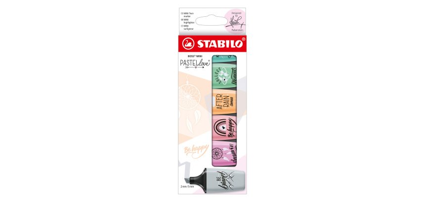 Surligneur Stabilo Pastellove Mini Boss couleurs pastels assorties – Etui de 6