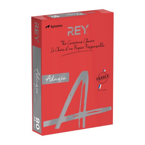 Papel A4 color 80 g Rey Adagio colores intensos - Paquete de 500 hojas rojo vivo