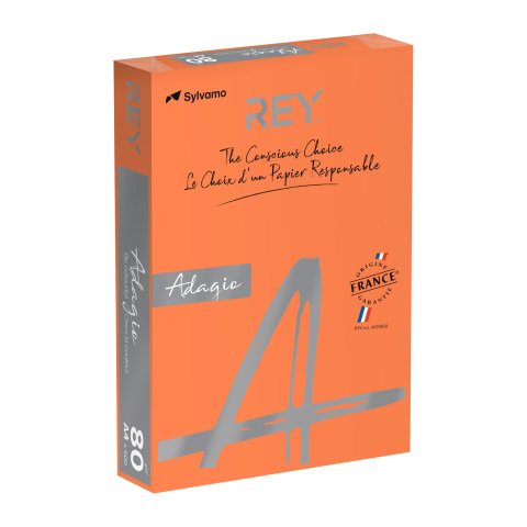 Papel A4 color 80 g Rey Adagio colores intensos - Paquete de 500 hojas naranja vivo