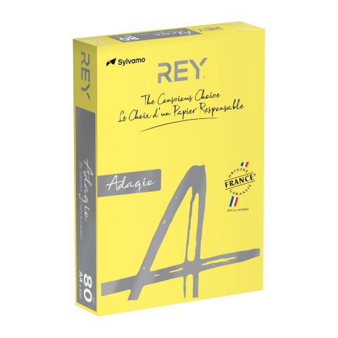 Papel A4 color 80 g Rey Adagio colores intensos - Paquete de 500 hojas amarillo vivo