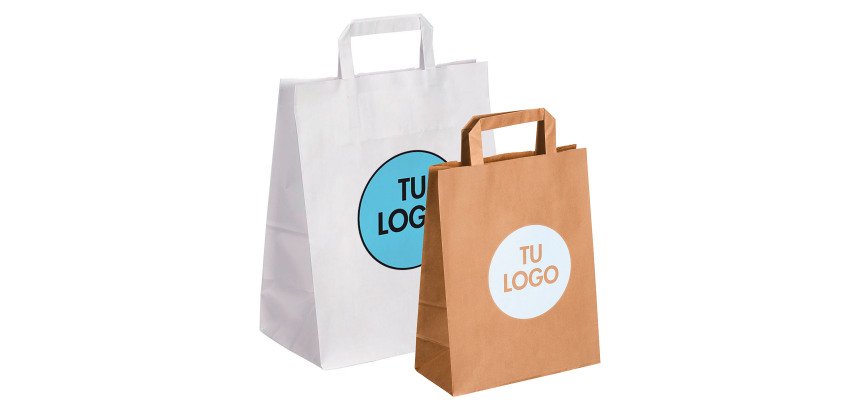 Bolsas de papel personalizadas con asas planas