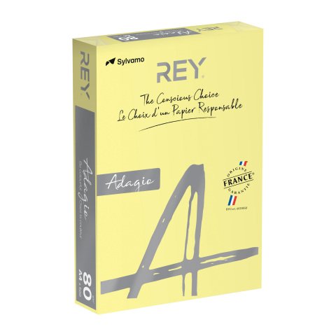 Papel A4 colores pastel 80 g Rey Adagio - Paquete de 500 hojas amarillo