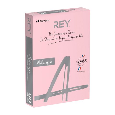 Papel A4 colores pastel 80 g Rey Adagio - Paquete de 500 hojas rosa