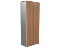 Hoher Schrank Holz H 217 x B 86 cm Klapptüren Nußbaum Gehäuse in Alu Darwin - Essenzza 