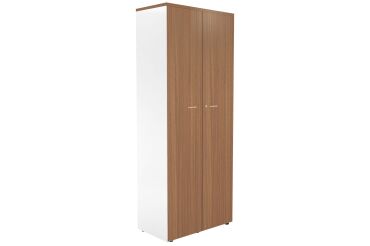 High cabinet with swinging doors in walnut and body in white Essenzza H 217 cm 