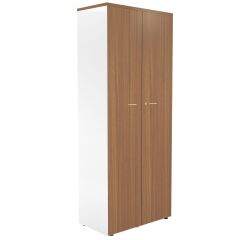 High cabinet with swinging doors in walnut and body in white Essenzza H 217 cm 