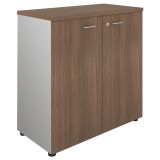 Armoire basse H 89 cm bois portes battantes noyer corps alu Essenzza - Darwin