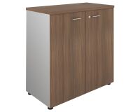 Niedriger Schrank H 89 cm Holz Klapptüren Nußbaum/Alu Essenzza - Darwin 