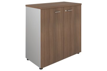 Low cabinet H 89 cm wood swinging doors walnut/alu Essenzza - Darwin 