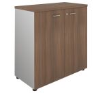 Armoire basse H 89 cm bois portes battantes noyer/alu Maestro - Greko
